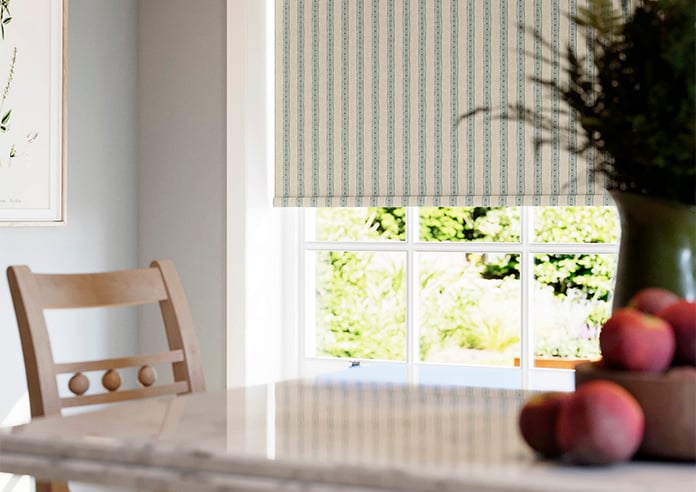 Emily Bond Block Printed Stripe, Blue & Green - Roller Blind - Image 5